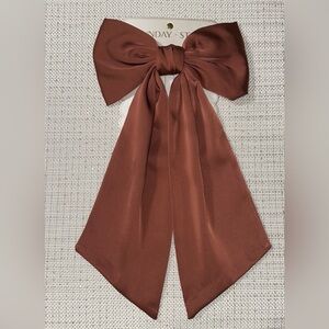 SUNDAY•STATE Rust Brown Large Satin Bow Hair Clip